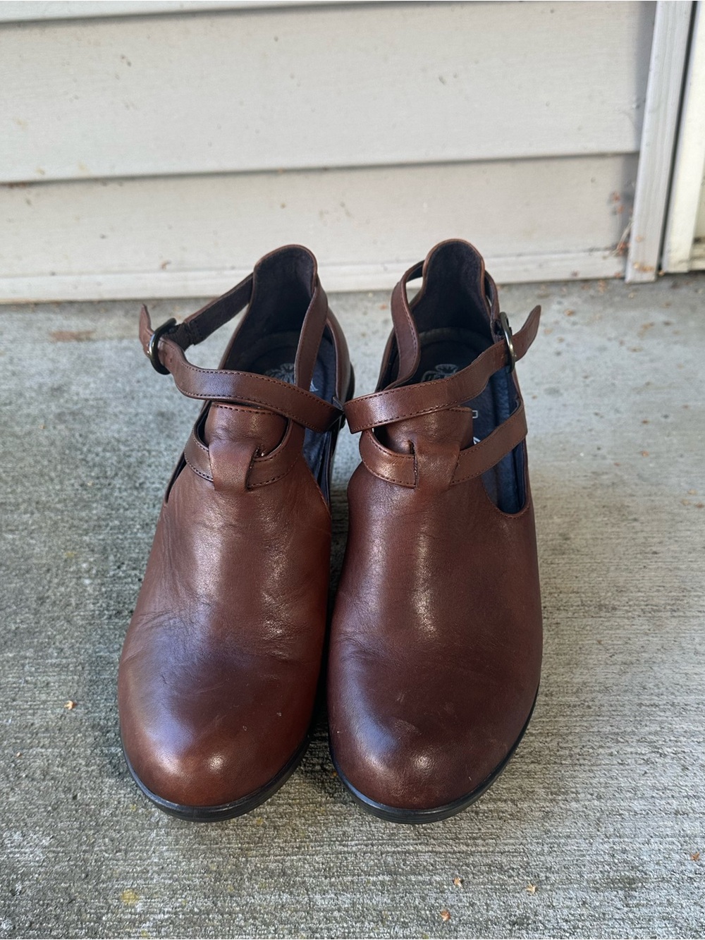 Dansko Brown Leather Mary Jane Clog with Ankle Strap
